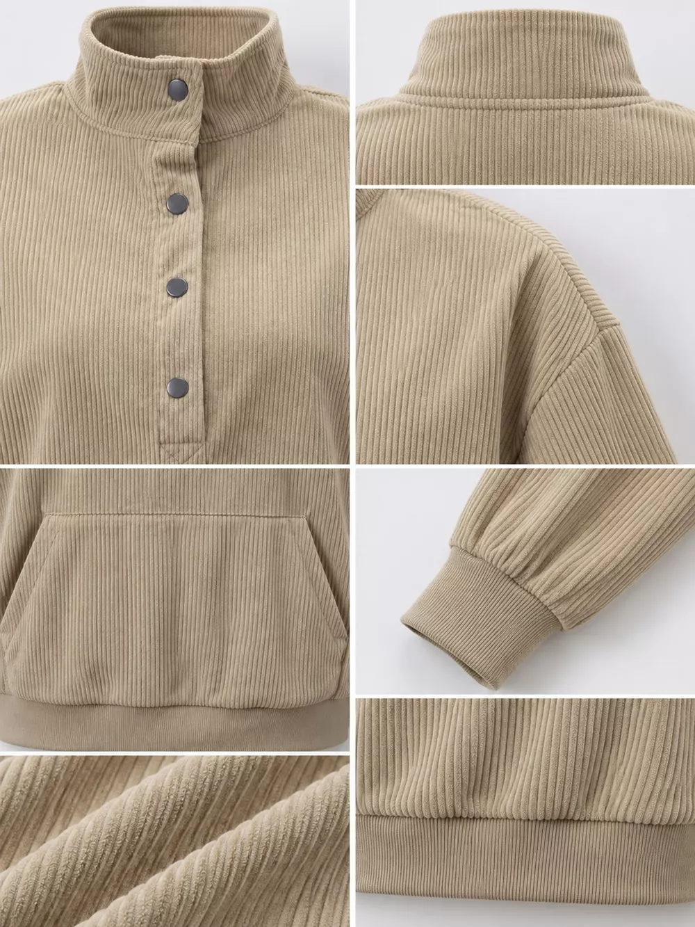 Full Size Quarter-Snap Sweatshirt with Kangaroo Pocket Plus Size, image 25