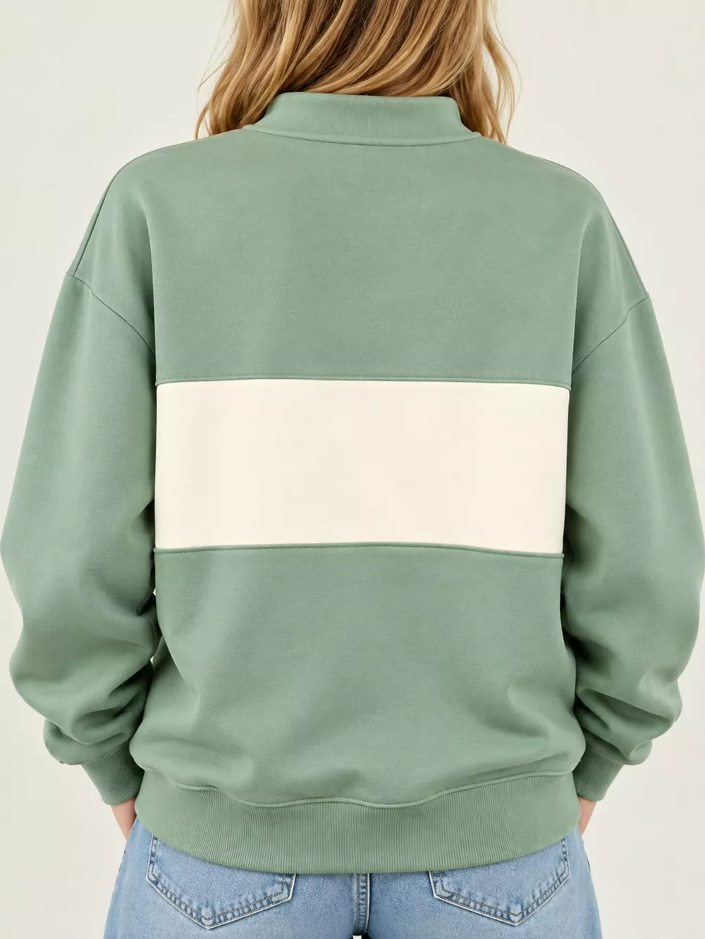 Full Size Color Block Snap-Button Sweatshirt Plus Size, image 18