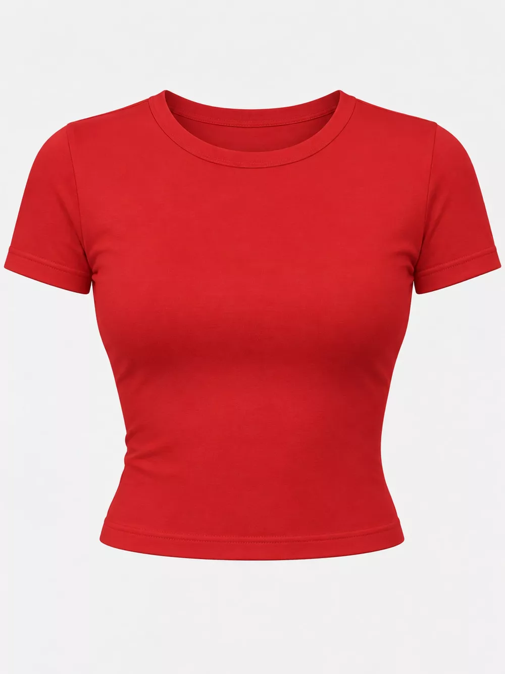 Slim Fit Basic Crew Neck Short Sleeve Crop T-Shirt, image 38