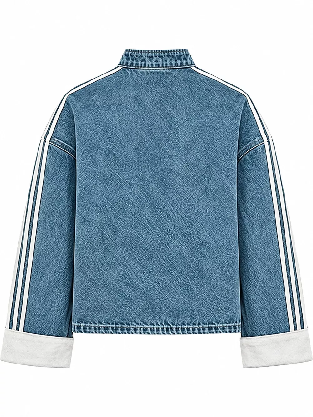 Chinese-Style Button Stand Collar Denim Jacket, image 3
