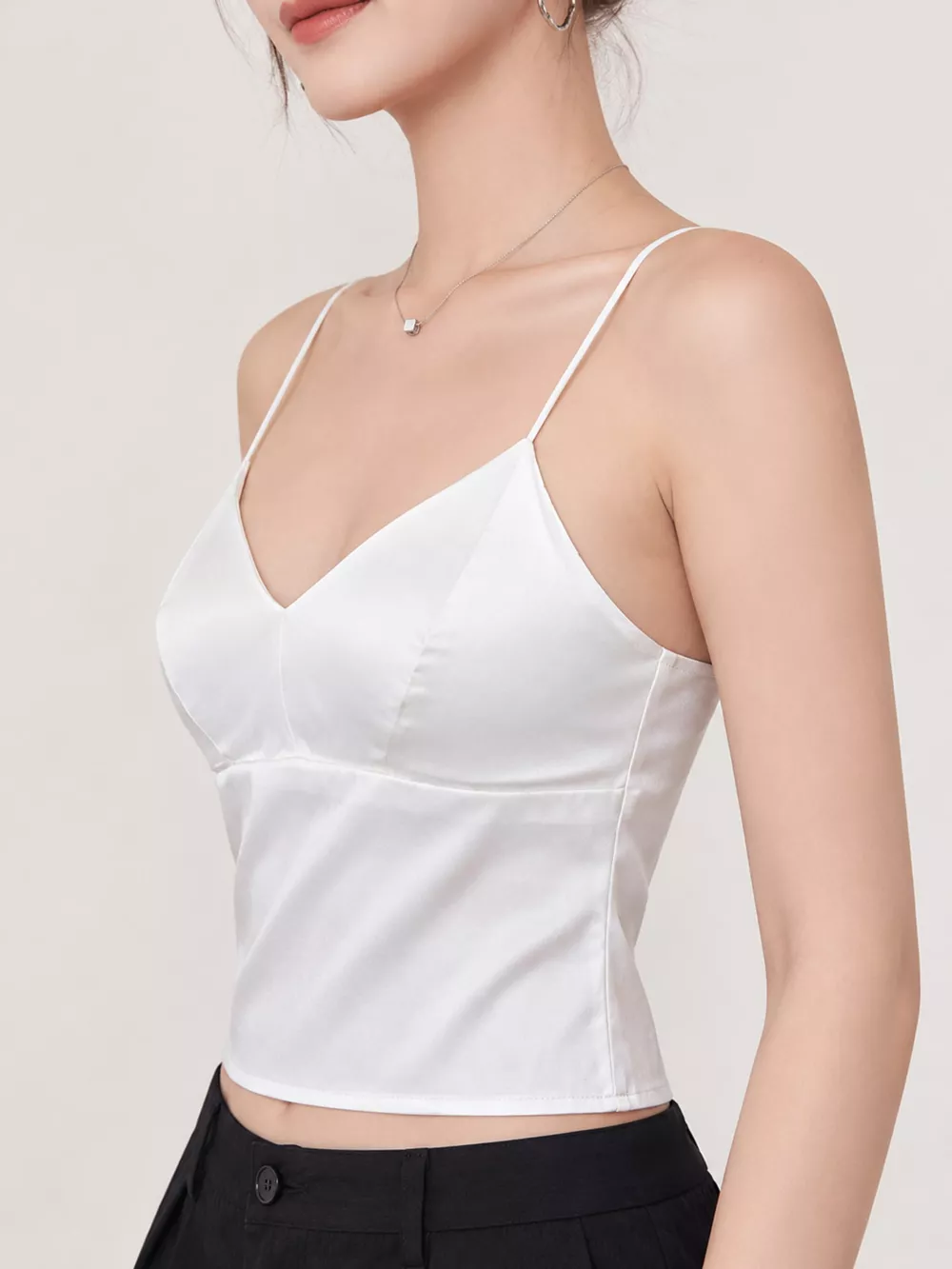 Satin V-Neck Cami, image 9