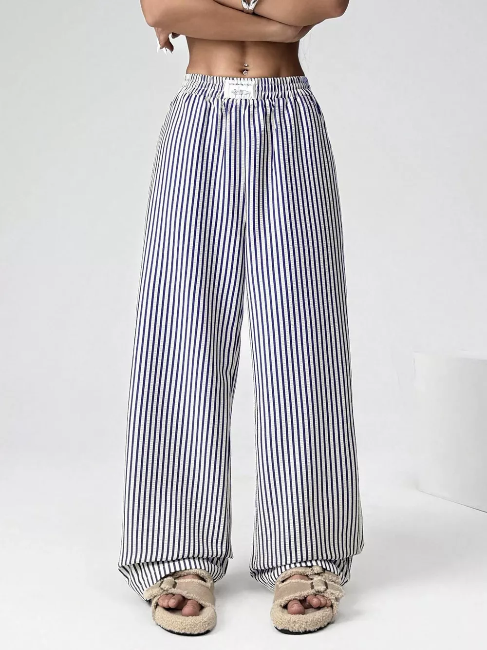Striped High-Waisted Wide Leg Pants, image 5