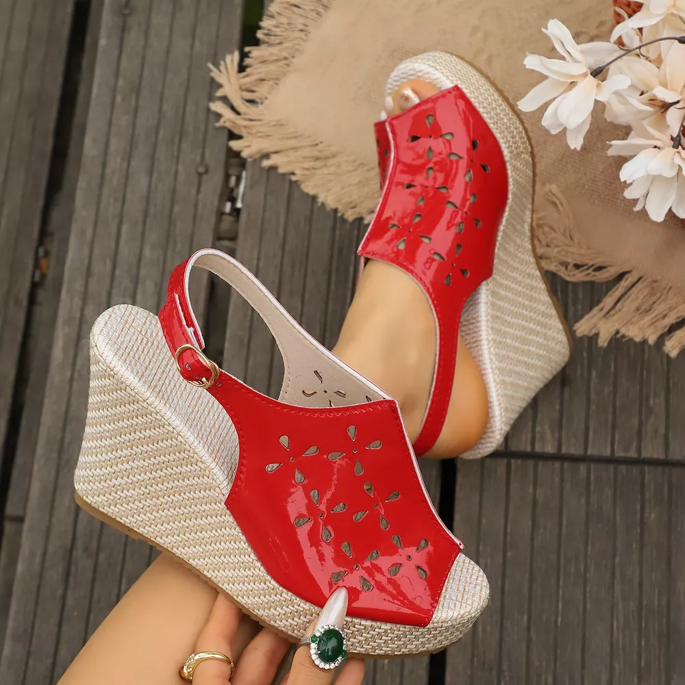 Peep Toe Wedge Sandals, image 13