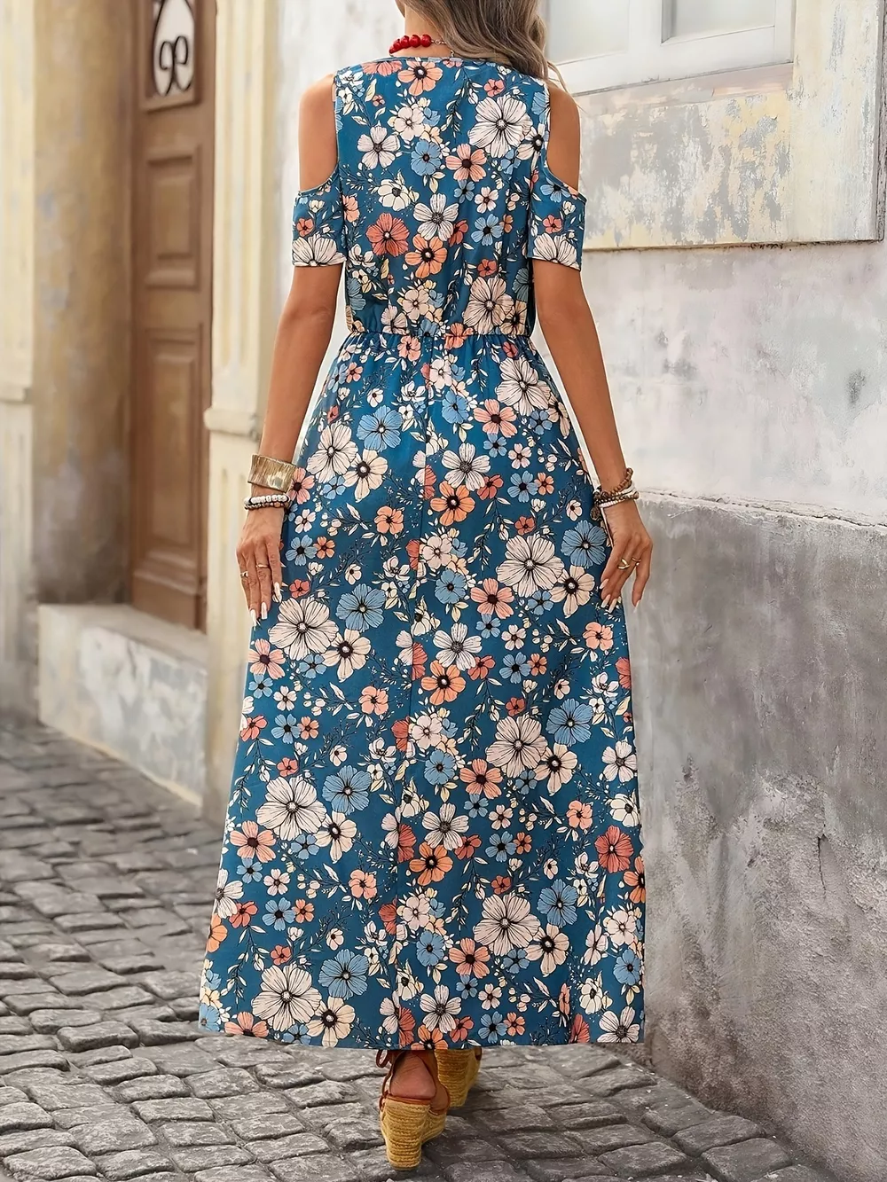 Cold Shoulder Floral Print Maxi Dress, image 10