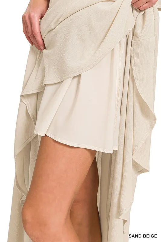 Woven Crinkle Gauze Crop Tee and Skirt Set, image 4