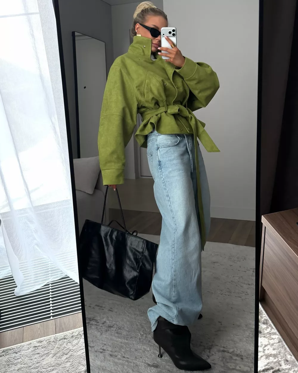 Tie Waist Long Sleeve Cropped Jacket, image 10