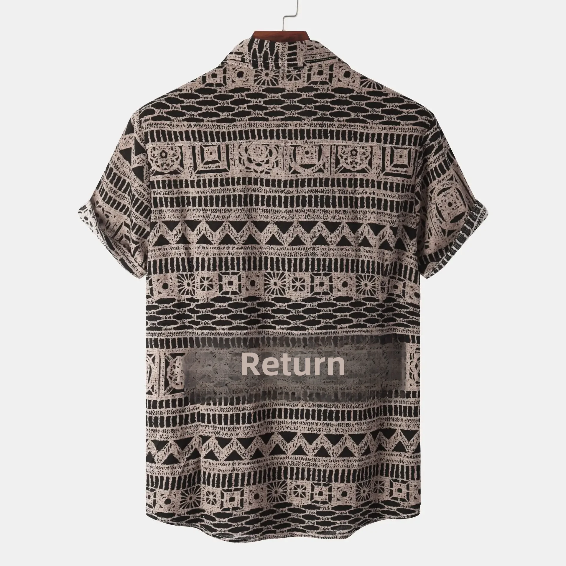 Men's Plus Size Printed Button Up Short Sleeve Shirt, image 8