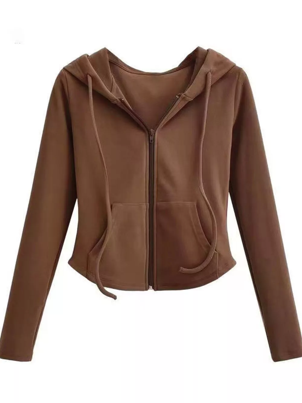 Drawstring Zip-Up Slim Fit Hoodie, image 4