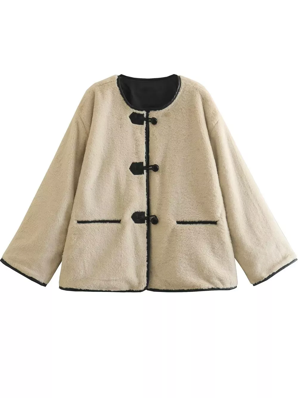 Faux Shearling Toggle Coat, image 7