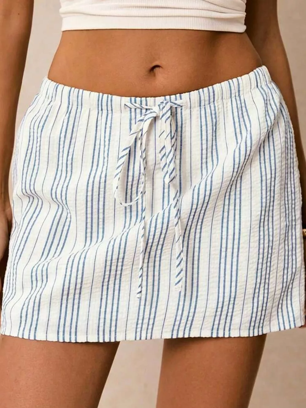 Striped Drawstring Mini Skort, image 15
