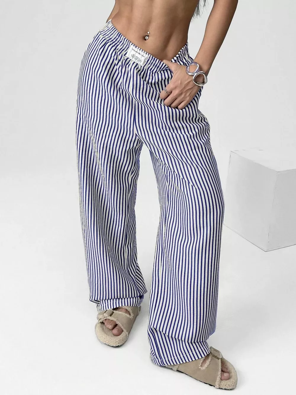 Striped High-Waisted Wide Leg Pants, image 6