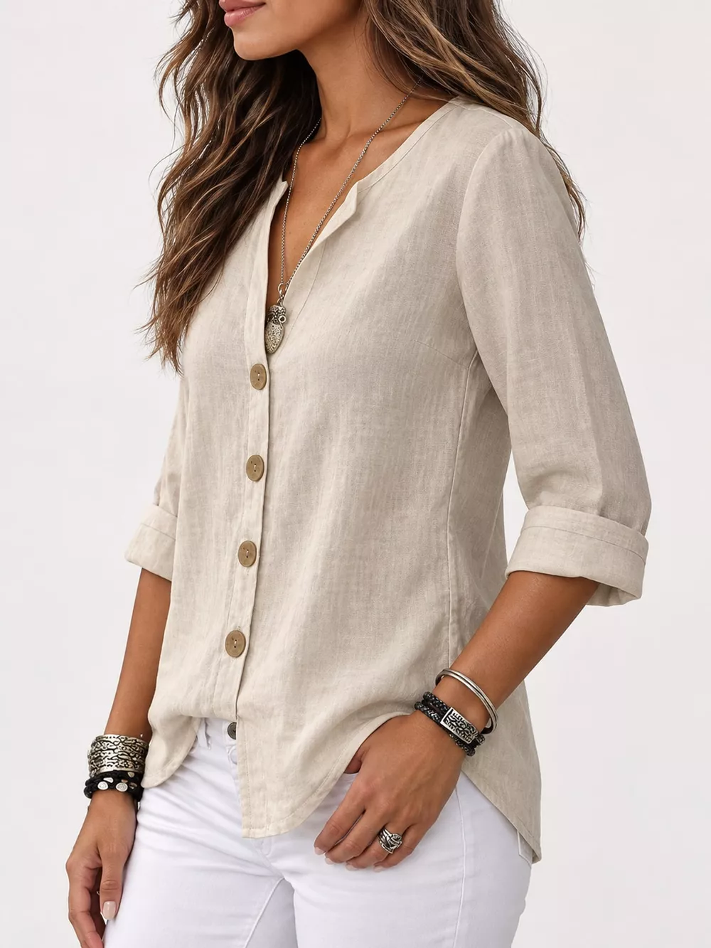 Notched Button Down Shirt, image 4
