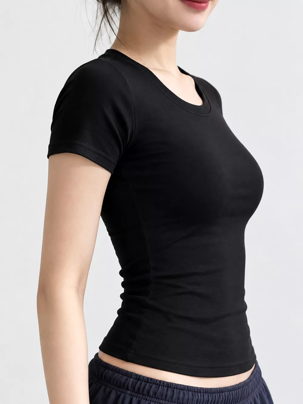 Slim-Fit Crew Neck Basic T-Shirt, image 2
