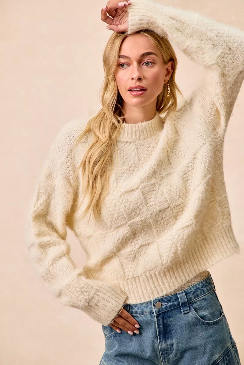 Checker Board Drop Shoulder Sweater, image 12