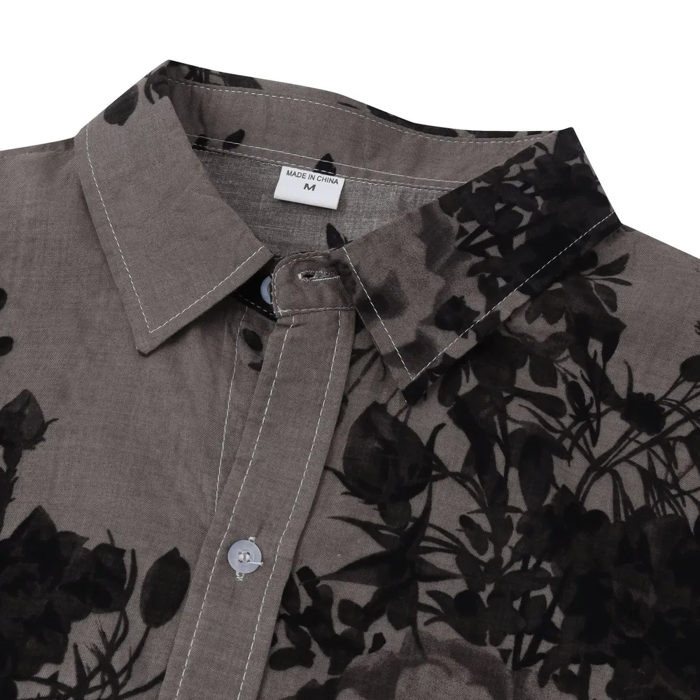 Men's Plus Size Printed Short Sleeve Button Down Casual Shirt, image 5