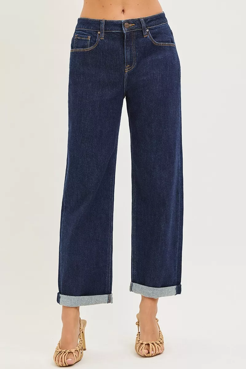 Slouchy Cropped Boyfriend Jeans With Cuffed Hem, image 3