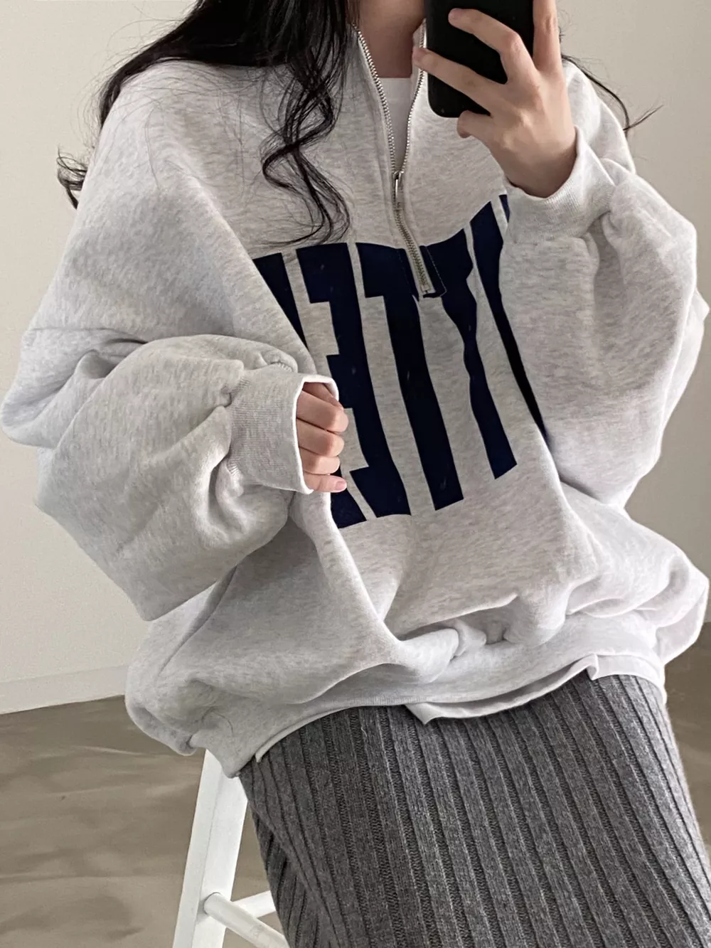 Half-Zip Letter Graphic Sweatshirt, image 14