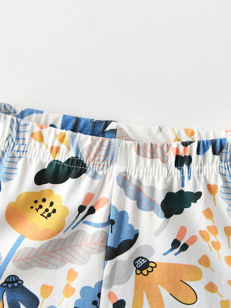Children's Floral Print Elastic Waist Pants, image 2