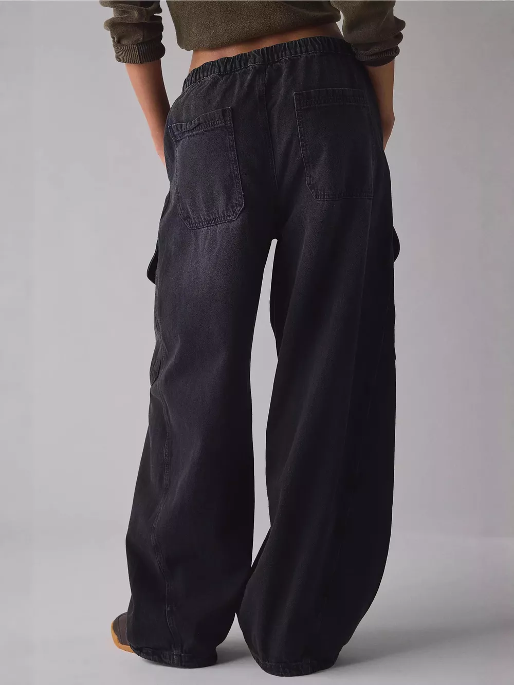 Drawstring Waist Cargo Jeans, image 8