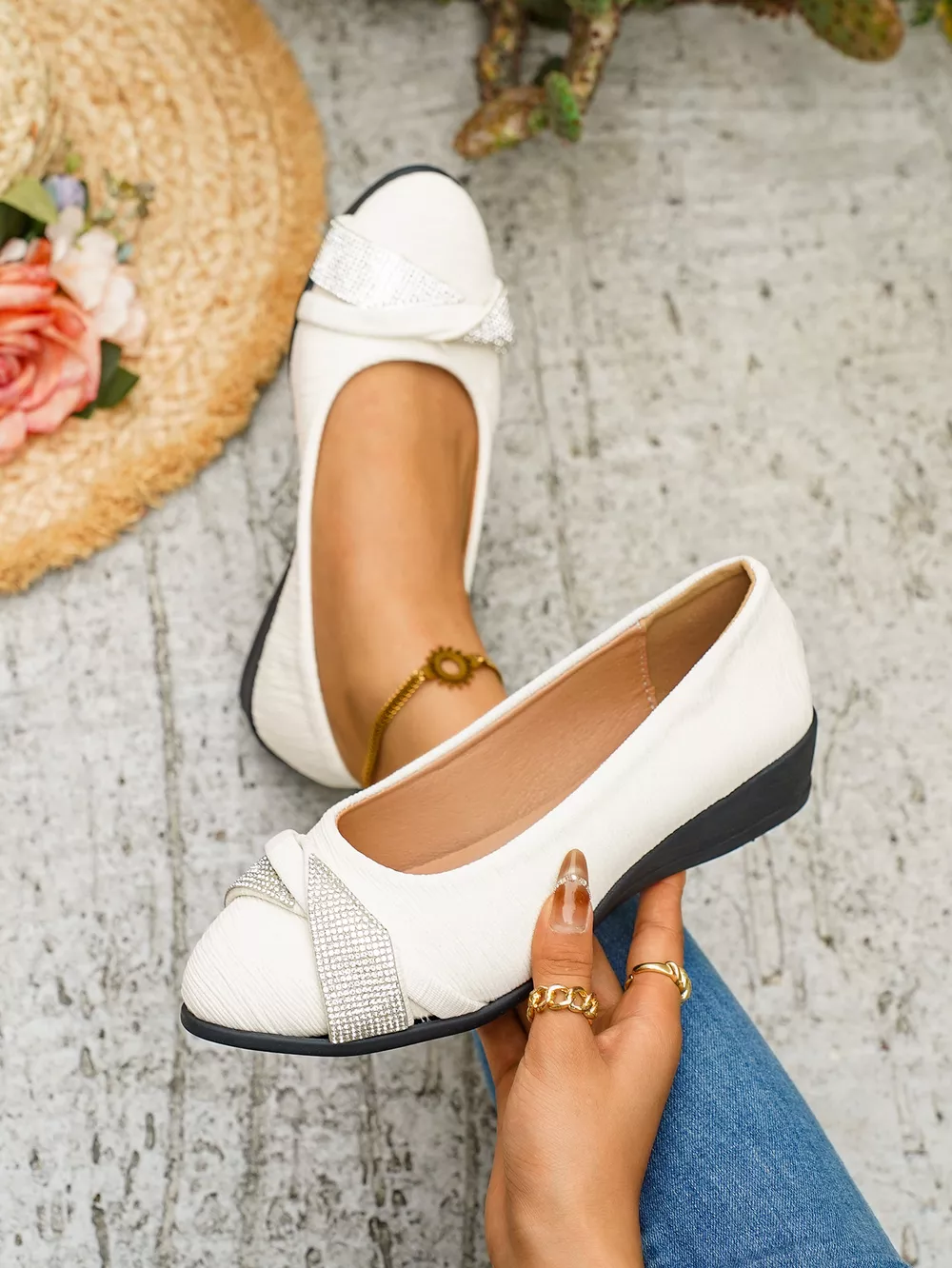Rhinestone Embellished Wedge Slip-Ons, image 5
