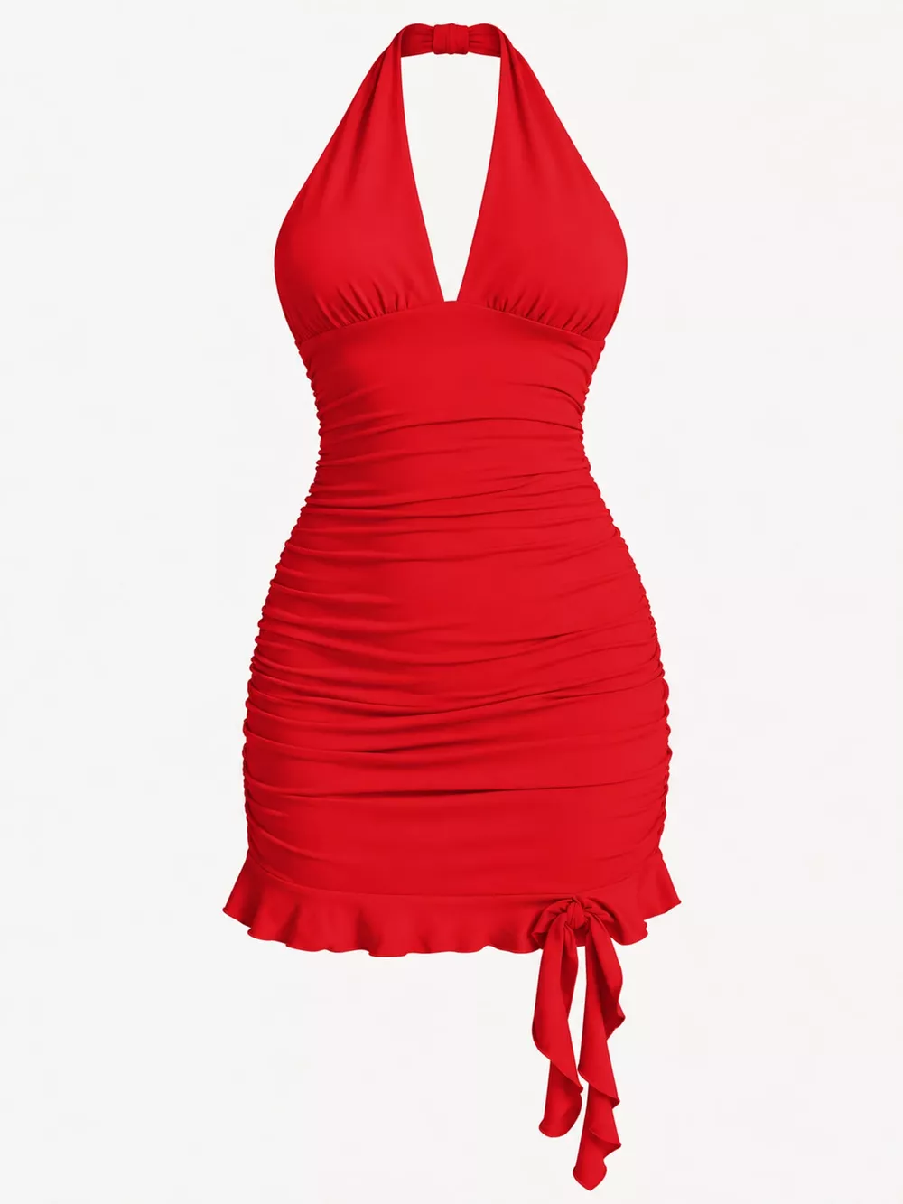 Ruched Halter Neck Bodycon Mini Dress, image 26
