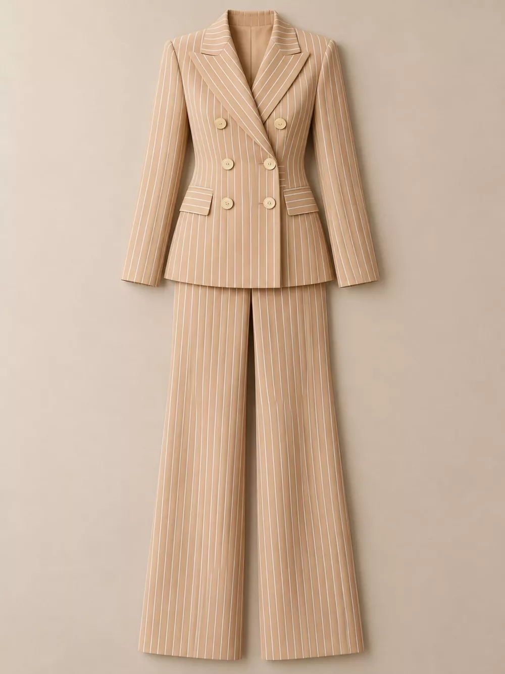 Double-Breasted Pinstripe Blazer and Wide-Leg Pants Set, image 25