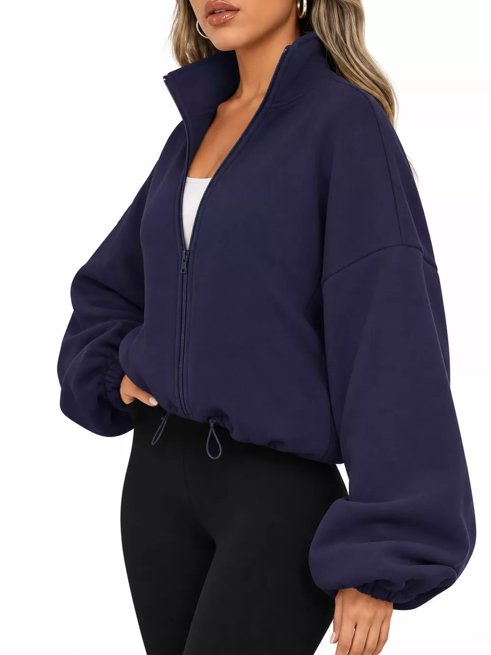 Drawstring Hem Zip Up Jacket, image 11