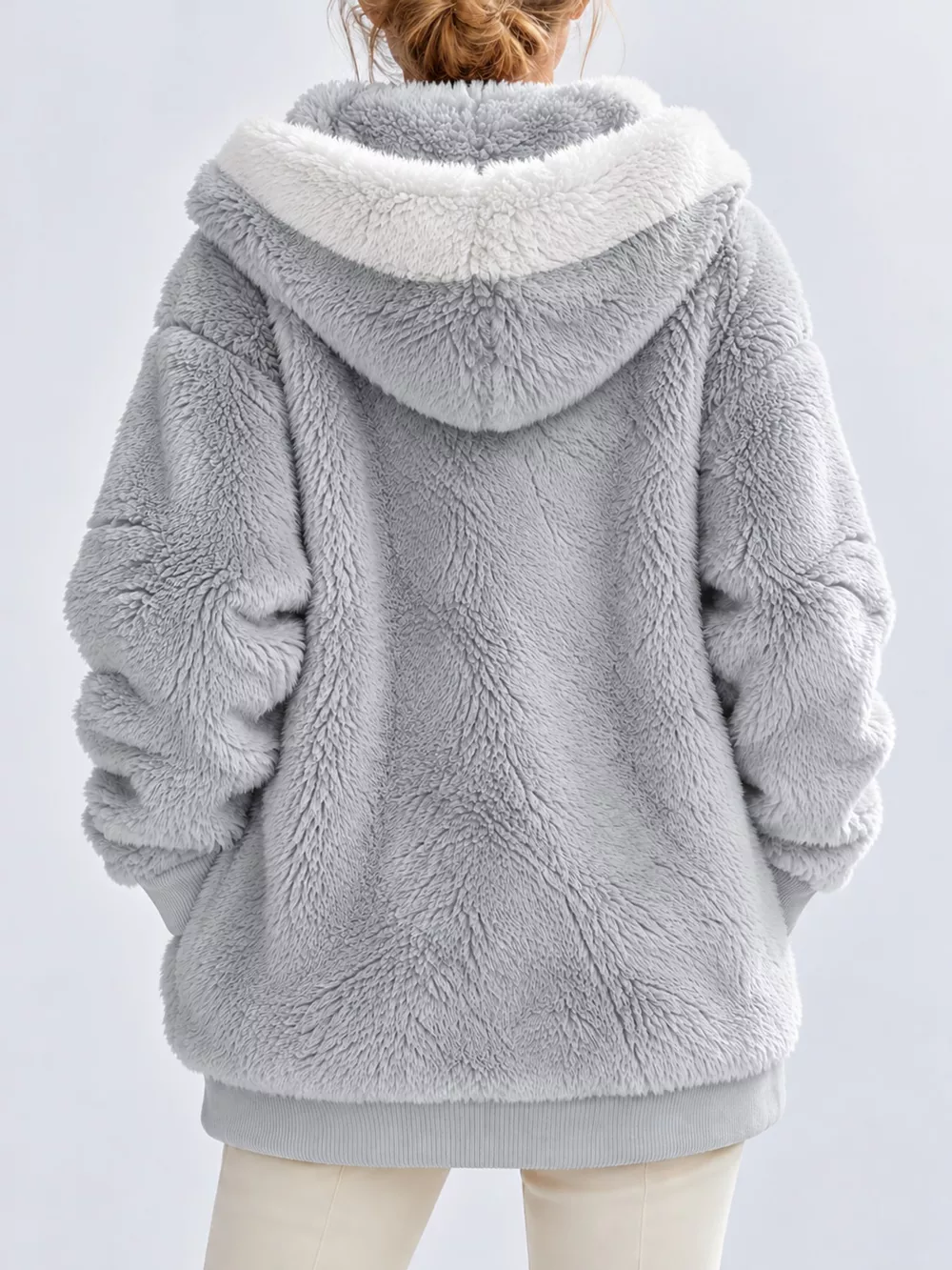 Full Size Faux Fur Zip Up Hooded Outerwear Plus Size, image 25