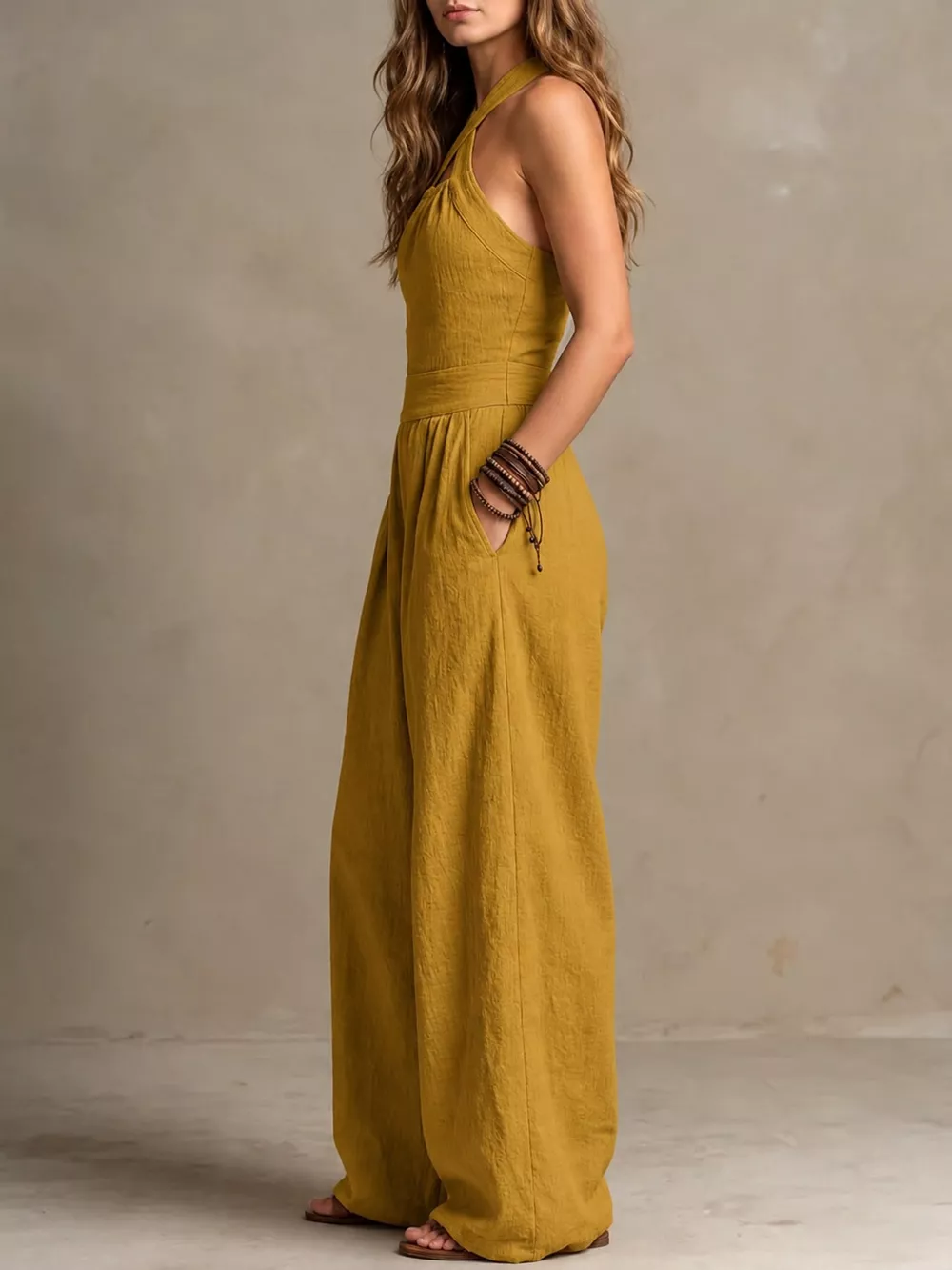 Full Size Halter Neck Wide-Leg Jumpsuit Plus Size, image 33