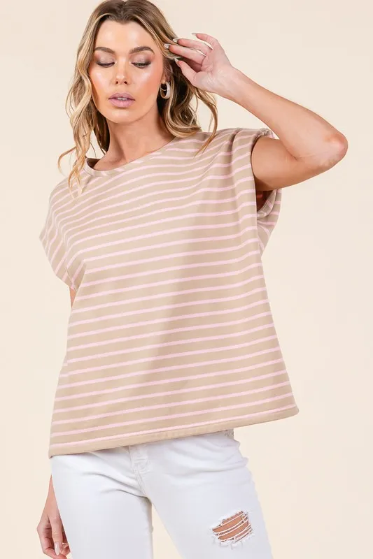 Striped Muscle Sleeve Top, image 5