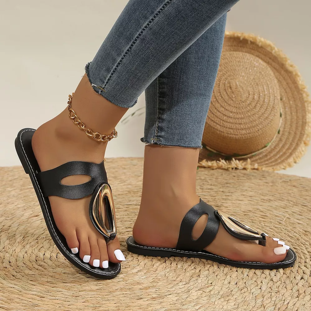 Open Toe Golden Accent Sandals, image 5