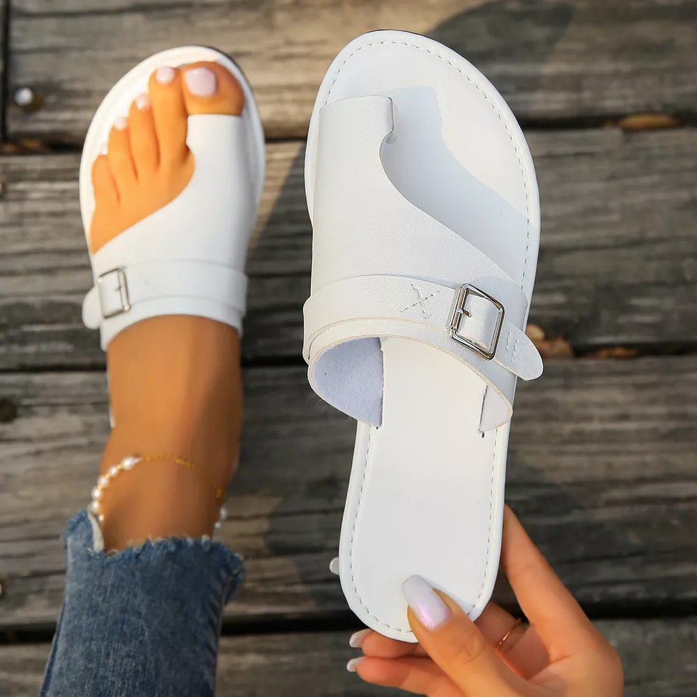 Buckle-Accent Toe Loop Sandals, image 12