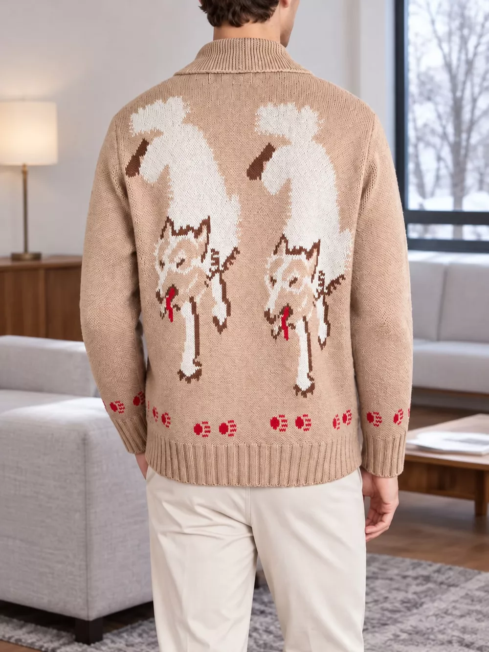 Men's Full Size Animal Chunky Knit Zip-Up Cardigan Plus Size, image 32