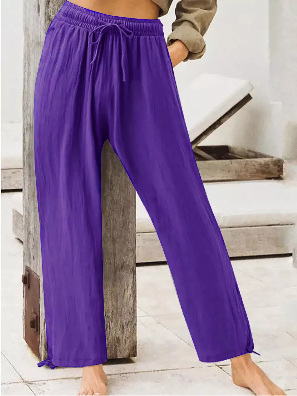 Full Size Casual Drawstring Wide-Leg Pants Plus Size, image 18