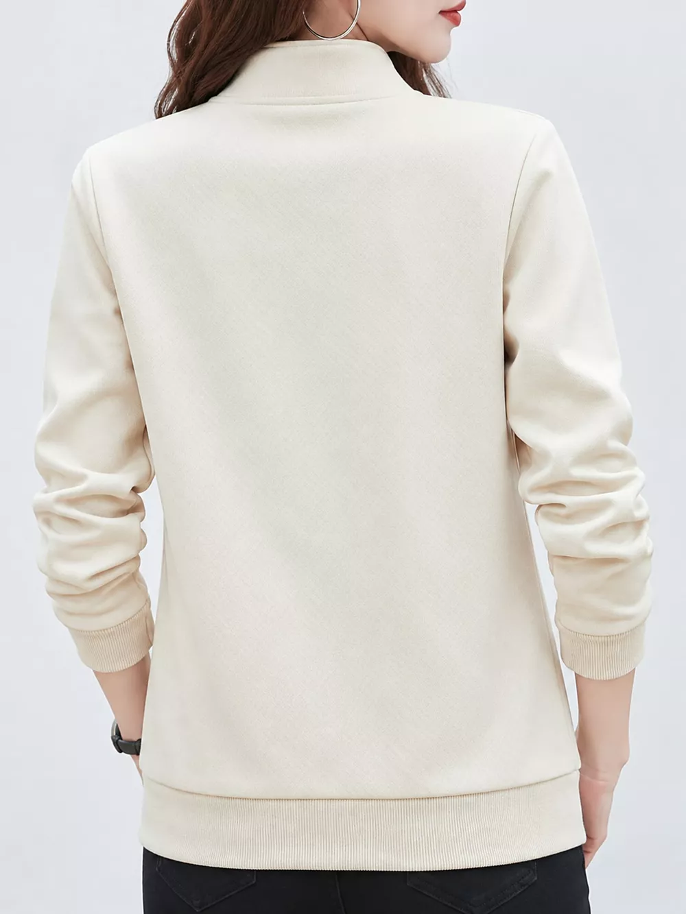 Full Size Stand-Collar Zip-Up Sweatshirt Plus Size, image 23