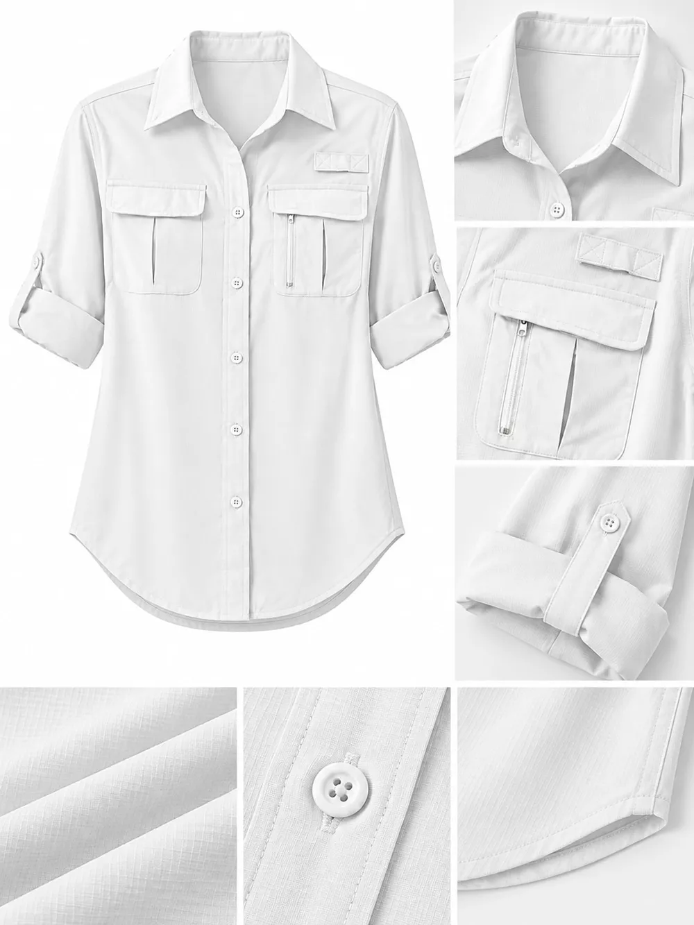 Full Size Button-Down Roll-Up Sleeve Shirt Plus Size, image 30