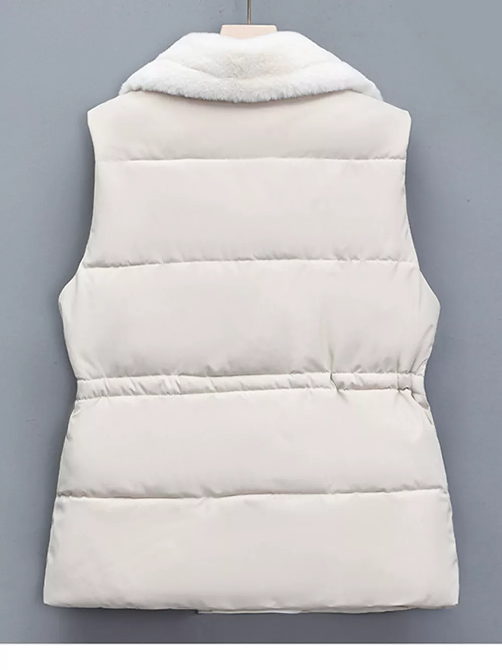 Faux Fur Trimmed Vest Coat with Drawstring Waist, image 2