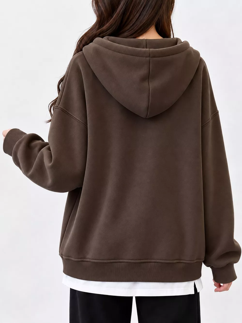 Layered Look Dropped Shoulder Hoodie, image 14