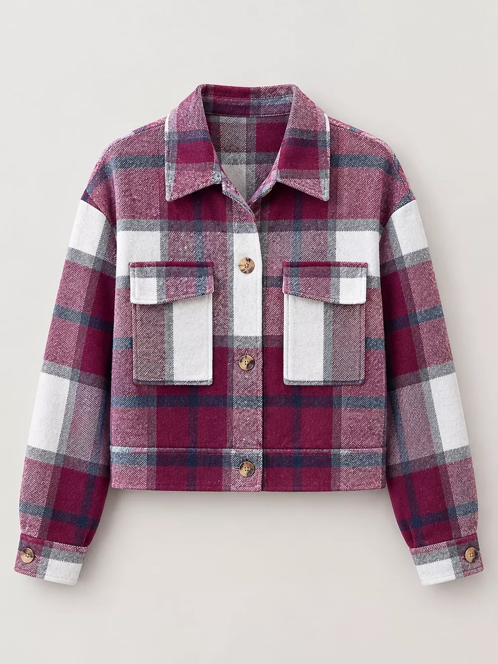 Plaid Button-Front Cropped Jacket, image 31