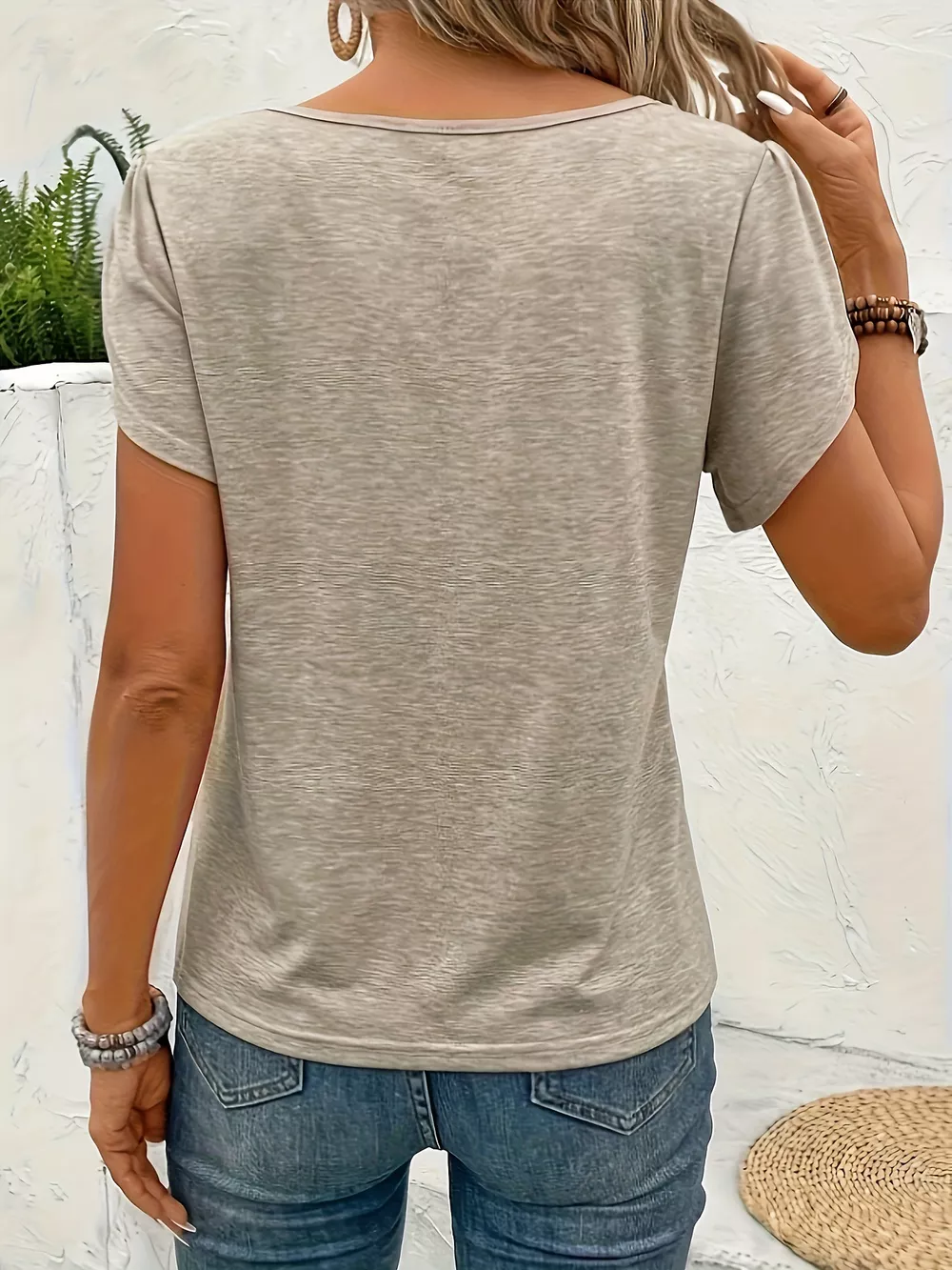 Lace Trimmed Petal Sleeve Casual Top, image 3