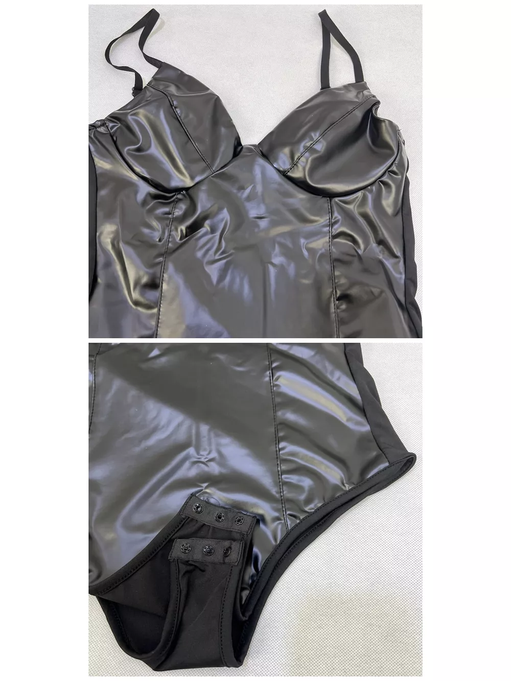 Faux Leather Sleeveless Bodysuit, image 7