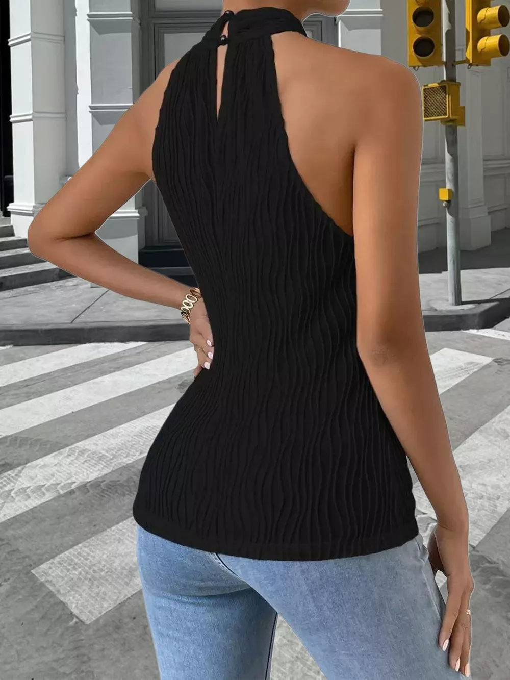 Textured Halter Neck Tank, image 7