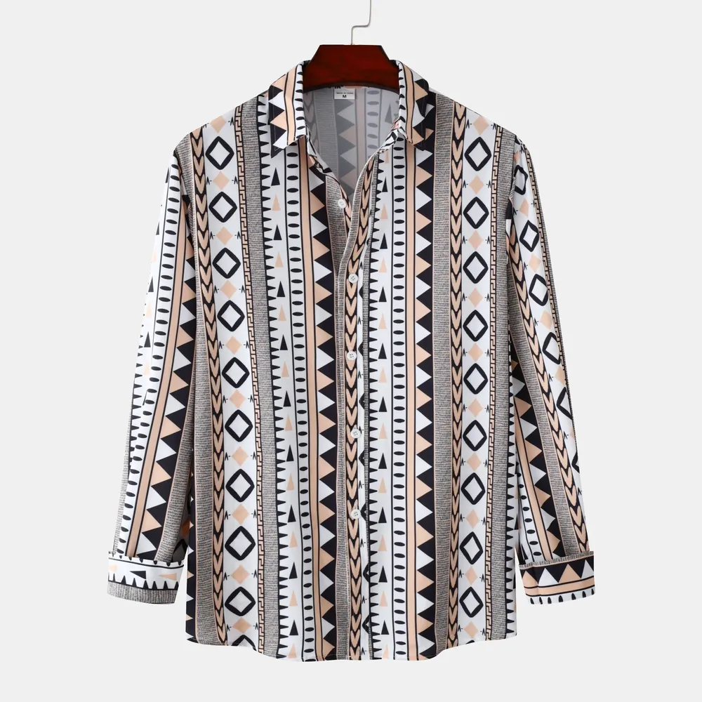 Men's Geometric Print Long Sleeve Shirt