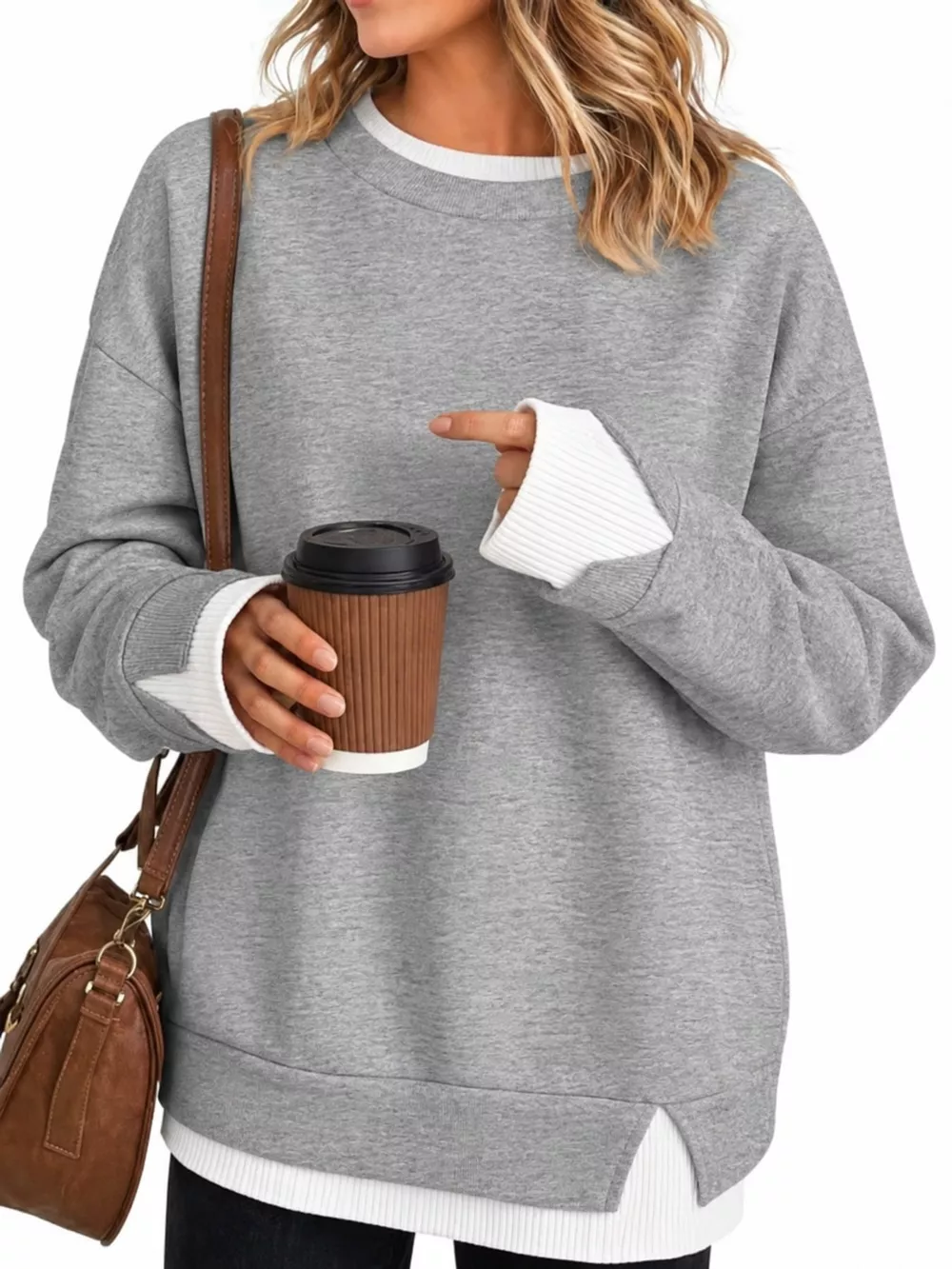 Full Size Layered Look Crew Neck Sweatshirt Plus Size, image 4