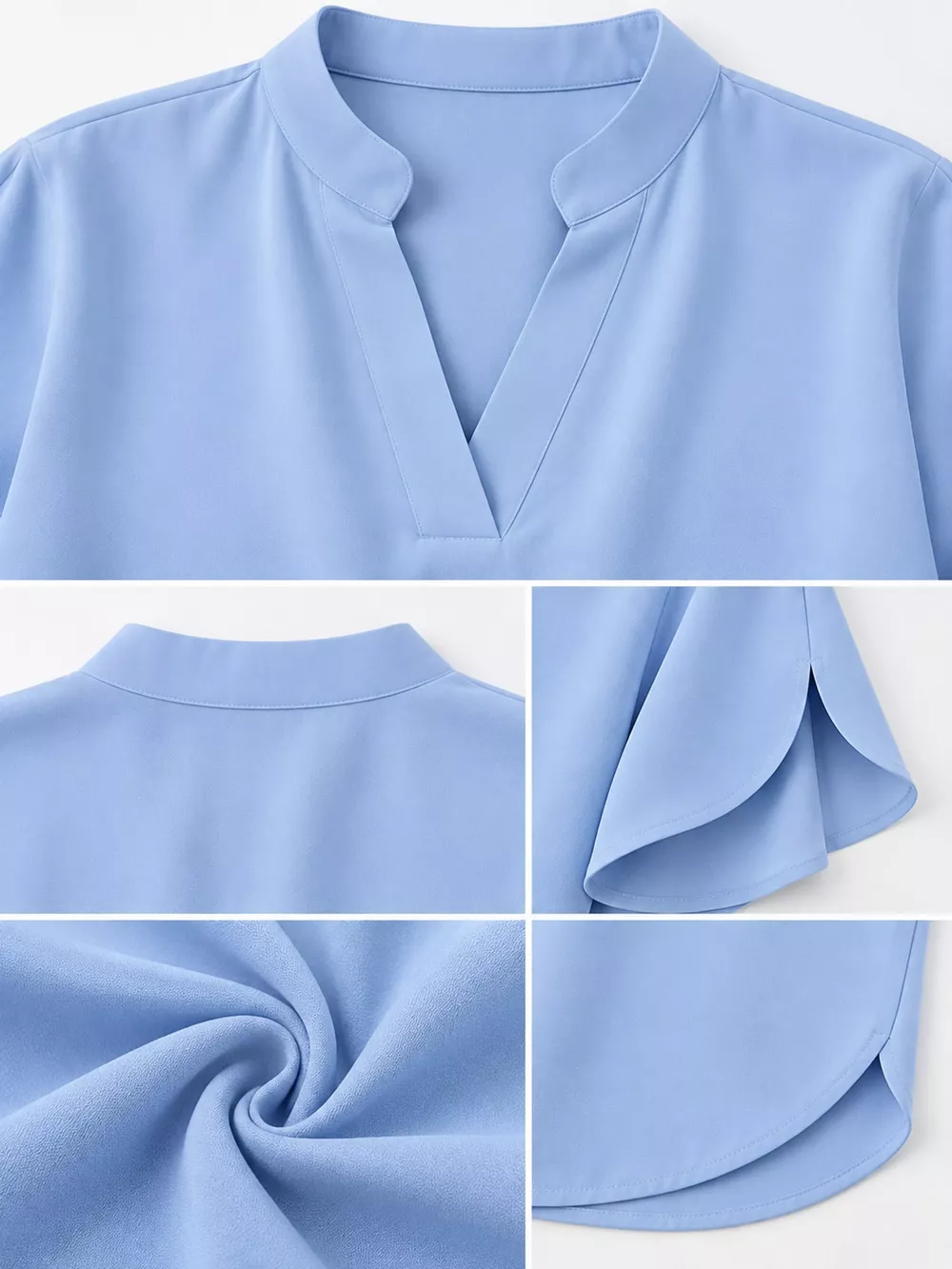 Notched Slit Short Sleeve Blouse, image 15