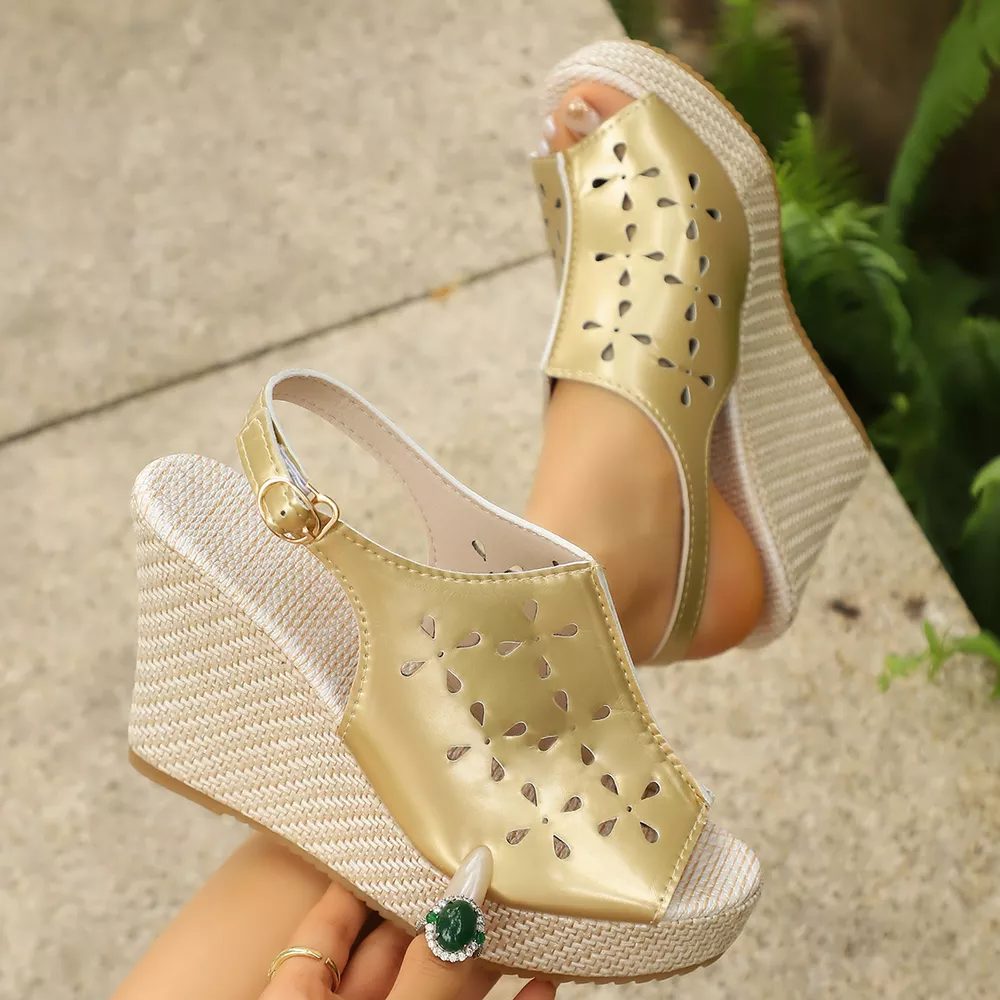 Peep Toe Wedge Sandals, image 10