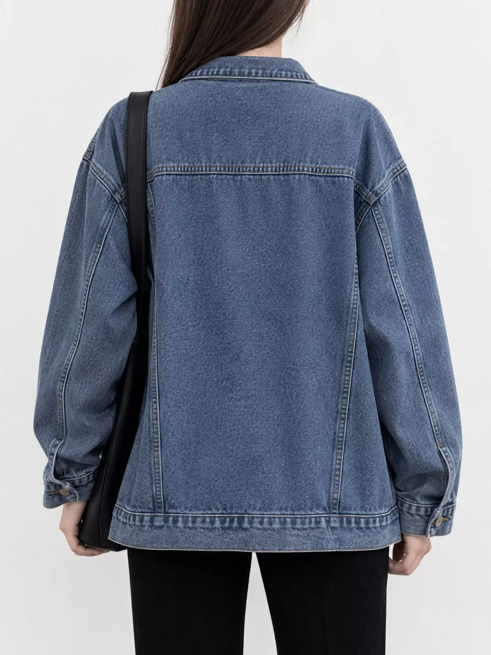 Oversized Wash Denim Jacket with Utility Pockets, image 8