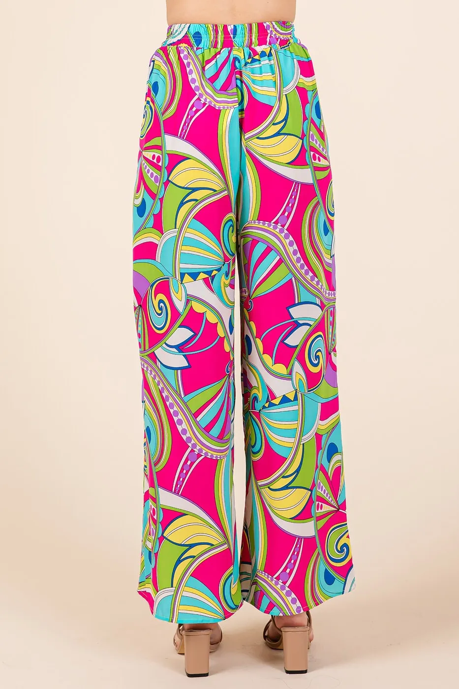 Abstract Print Elastic Waist Wide Leg Pants, image 2