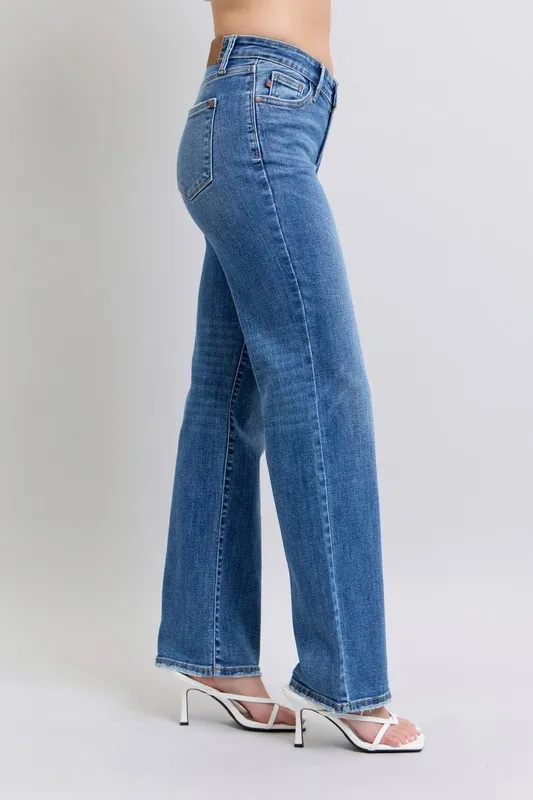 Full Size High Waist V-Front Vintage Wash Straight Jeans Plus Size, image 12