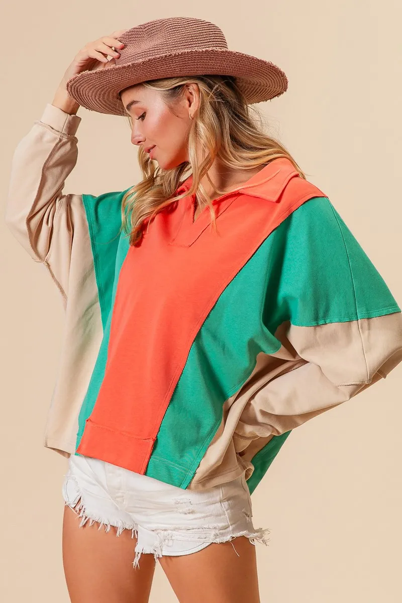 Colorblock Exposed Seam French Terry Sweatshirt, image 7